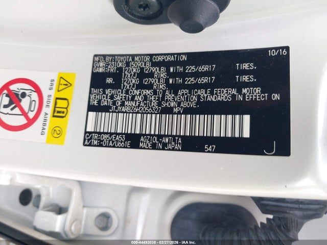 44492038 :رقم المزاد ، JTJYARBZ6H2056327 vin ، 2017 Lexus Nx Nx Turbo مزاد بيع