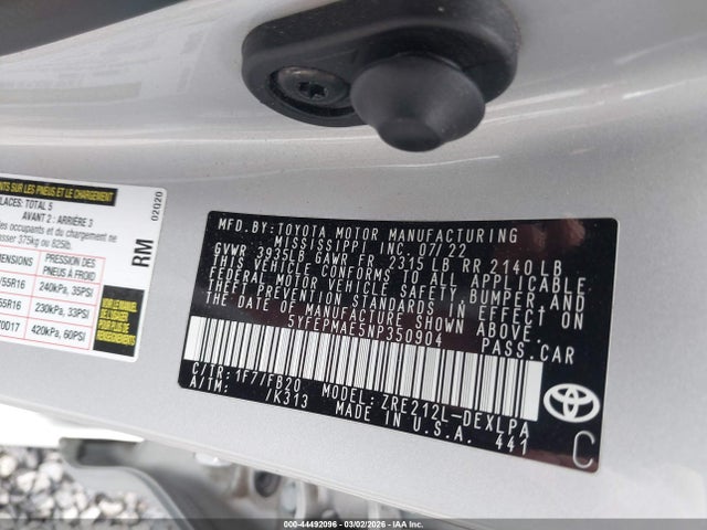 Toyota COROLLA LE 2022 5YFEPMAE5NP350904 Image 9