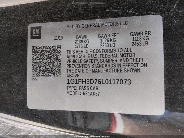 2020 CHEVROLET CAMARO 1G1FH3D76L0117073 Photo 8