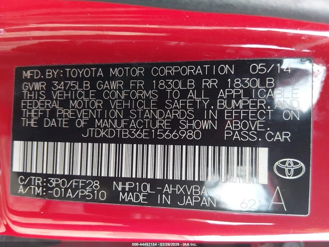 JTDKDTB36E1566980 Toyota Prius C Two