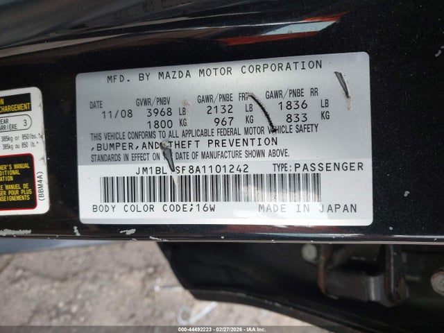 44492223 :رقم المزاد ، JM1BL1SF8A1101242 vin ، 2010 Mazda Mazda3 I Touring مزاد بيع