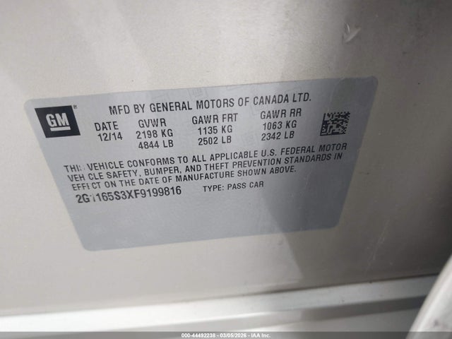 Chevrolet IMPALA 2LZ 2015 2G1165S3XF9199816 Image 9