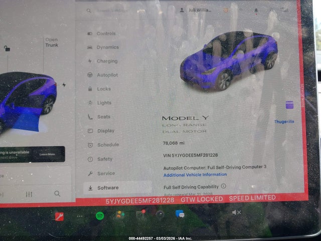 5YJYGDEE5MF281228 Tesla Model Y Long Range Dual Motor All-wheel Drive