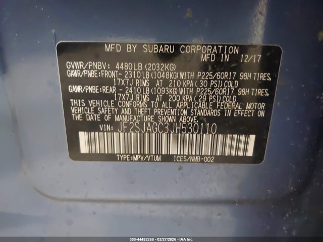 2018 SUBARU FORESTER JF2SJAGC3JH530110 Photo 8