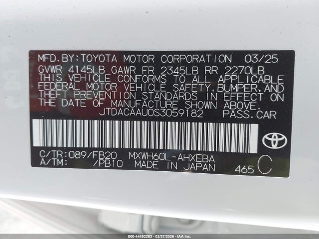 JTDACAAU0S3059182 Toyota Prius Le
