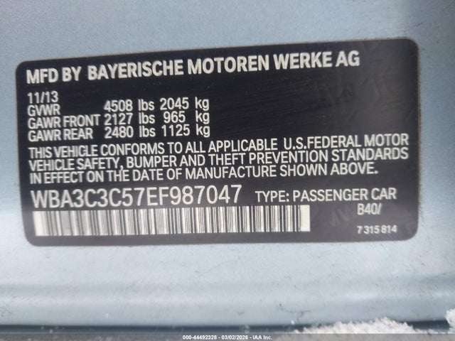Aukcja sprzedaży 2014 Bmw 320i Xdrive, vin: WBA3C3C57EF987047, numer aukcji: 44492328