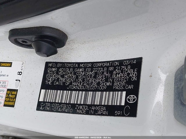 Toyota Prius Three 2014 JTDKN3DU7E0371009 Image 9