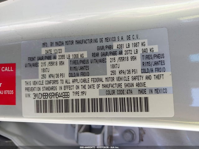 Продаж на аукціоні авто 2024 Mazda Cx-30 2.5 S Select Sport, vin: 3MVDMBBM8RM644999, номер лоту: 44492472