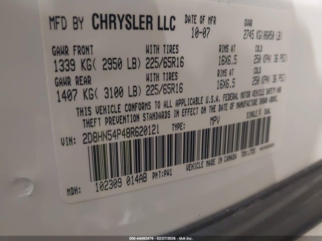 2008 DODGE GRAND CARAVAN 2D8HN54P48R620121 Photo 8