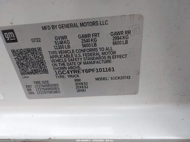 1GC4YREY6PF101161 Chevrolet Silverado 2500hd 4wd Standard Bed High Country