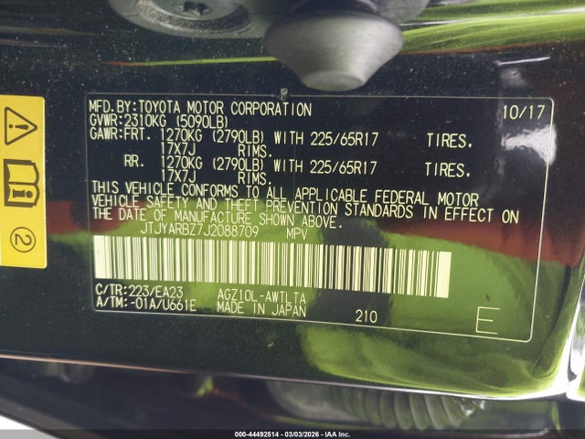 Aukcja sprzedaży 2018 Lexus Nx 300, vin: JTJYARBZ7J2088709, numer aukcji: 44492514