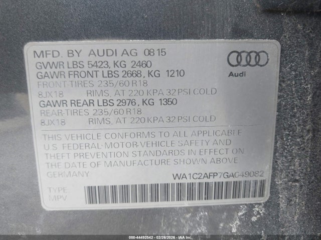 2016 AUDI Q5 WA1C2AFP7GA049082 Photo 8