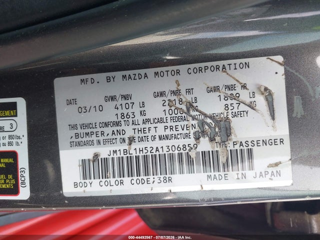 2010 Mazda Mazda3 S Sport მანქანა იყიდება აუქციონზე, vin: JM1BL1H52A1306859, აუქციონის ნომერი: 44492567