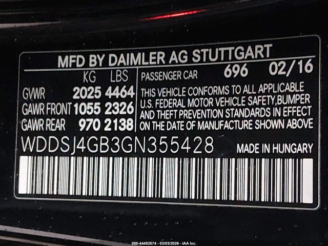 Aukcja sprzedaży 2016 Mercedes-benz Cla 250 4matic, vin: WDDSJ4GB3GN355428, numer aukcji: 44492574