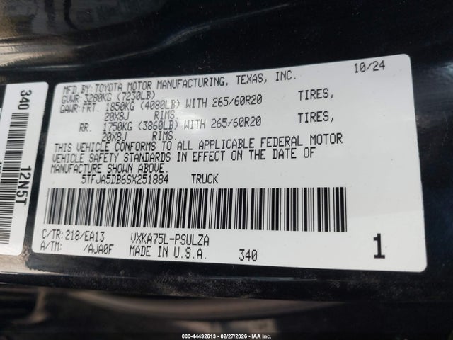 5TFJA5DB6SX251884 Toyota Tundra Limited