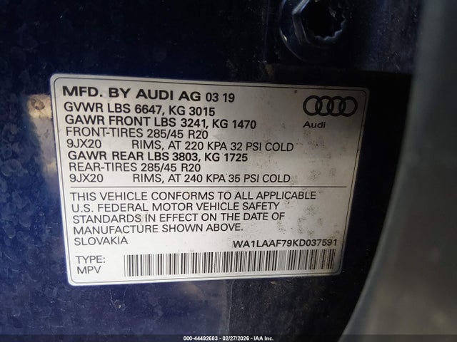 2019 AUDI Q7 WA1LAAF79KD037591 Photo 8
