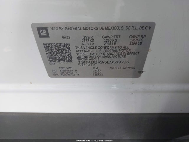 3GNKBBRA5LS539776 Chevrolet Blazer Fwd 1lt