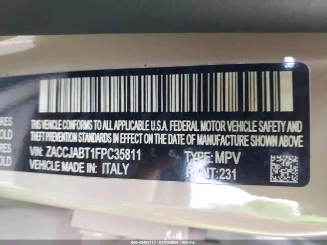 44492713 :رقم المزاد ، ZACCJABT1FPC35811 vin ، 2015 Jeep Renegade Latitude مزاد بيع