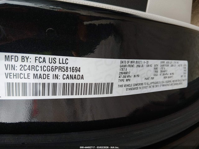 Продажа на аукционе авто 2023 Chrysler Voyager Lx, vin: 2C4RC1CG6PR581694, номер лота: 44492717