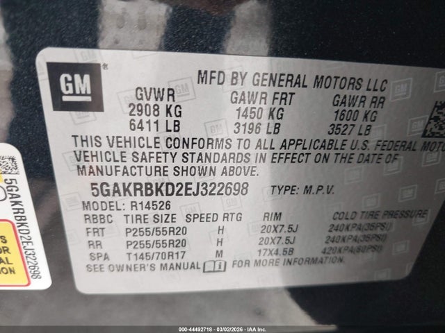 2014 BUICK ENCLAVE 5GAKRBKD2EJ322698 Photo 8