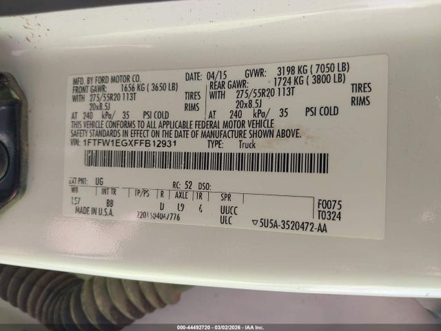 2015 FORD F-150 1FTFW1EGXFFB12931 Photo 8