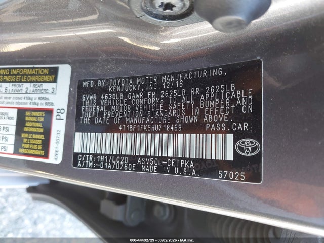 4T1BF1FK5HU718469 Toyota CAMRY XSE