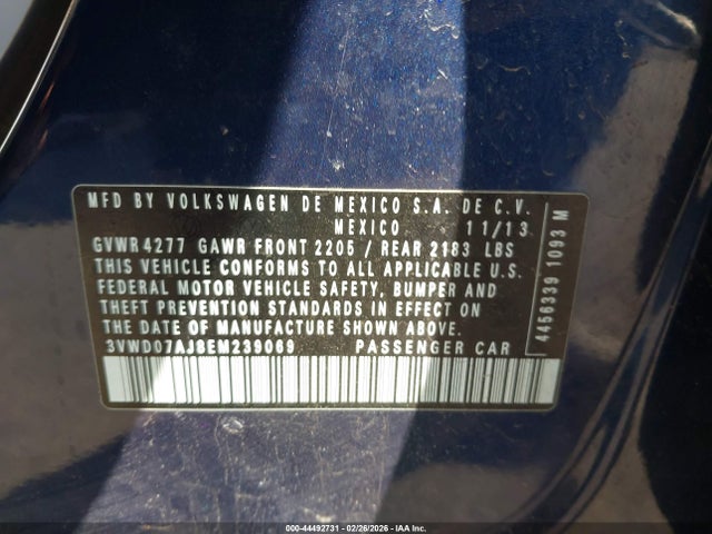 3VWD07AJ8EM239069 Volkswagen Jetta 1.8t Se