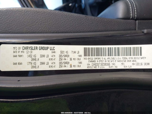 Продажа на аукционе авто 2011 Dodge Durango Citadel, vin: 1D4SE5GT1BC595369, номер лота: 44492830