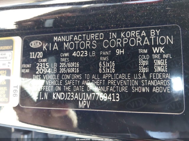 Aukcja sprzedaży 2021 Kia Soul Lx, vin: KNDJ23AU1M7769413, numer aukcji: 44492895