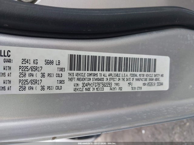 44492975 :رقم المزاد ، 3D4PH1FG7BT562293 vin ، 2011 Dodge Journey Mainstreet مزاد بيع