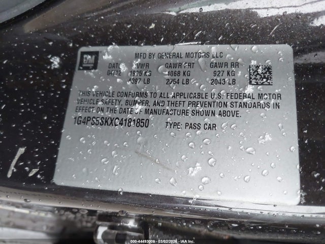 44493008 :رقم المزاد ، 1G4PS5SKXC4181850 vin ، 2012 Buick Verano Leather Group مزاد بيع