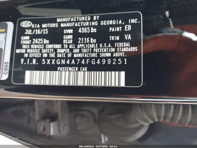 Продаж на аукціоні авто 2015 Kia Optima Ex, vin: 5XXGN4A74FG499251, номер лоту: 44493034