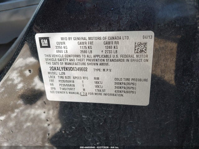 2013 GMC TERRAIN 2GKALYEK9D6349602 Photo 8