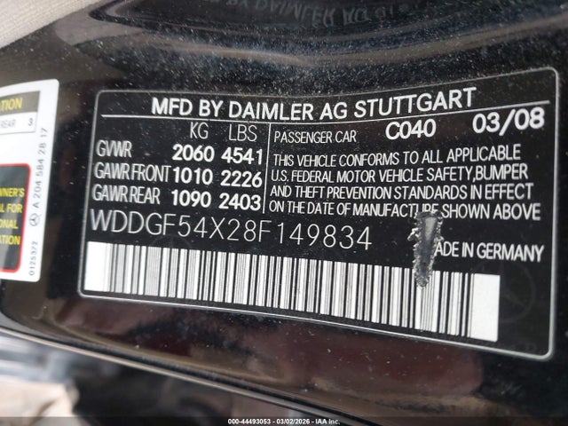 Продажа на аукционе авто 2008 Mercedes-benz C 300 Luxury/sport, vin: WDDGF54X28F149834, номер лота: 44493053