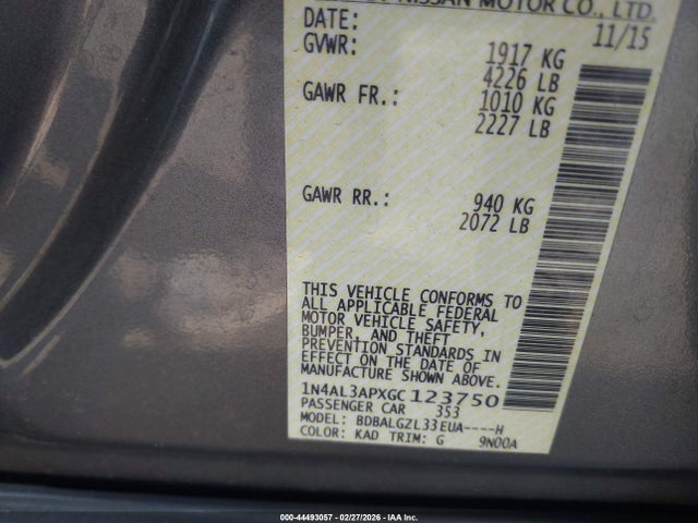 1N4AL3APXGC123750 Nissan Altima 2.5 S