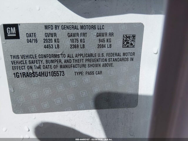 1G1RA6S54HU105573 Chevrolet VOLT LT