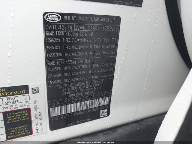 2019 LAND ROVER DISCOVERY SALRG2RV5K2401363 Photo 8