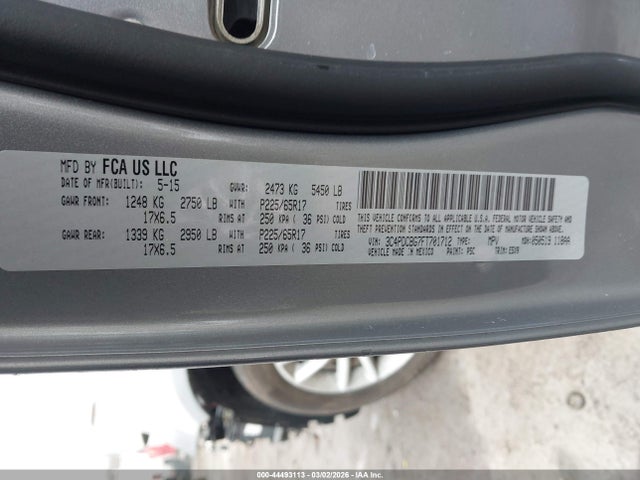 Продажа на аукционе авто 2015 Dodge Journey Sxt, vin: 3C4PDCBG7FT701712, номер лота: 44493113