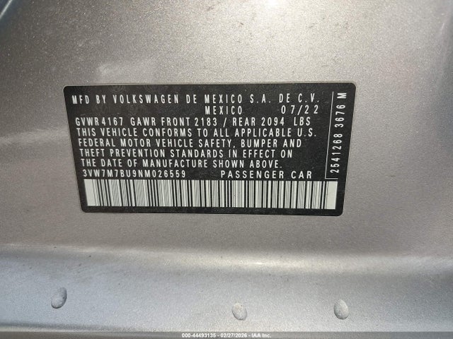 2022 VOLKSWAGEN JETTA 3VW7M7BU9NM026559 Photo 8