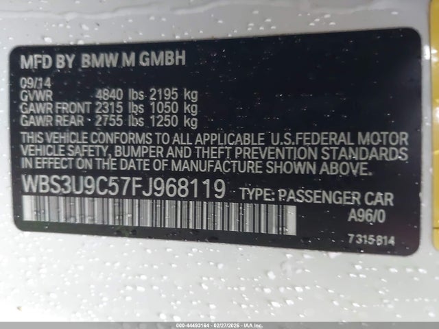 2015 BMW M4 WBS3U9C57FJ968119 Photo 8