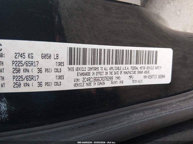44493204 :رقم المزاد ، 2C4RC1BG6CR376209 vin ، 2012 Chrysler Town & Country Touring مزاد بيع