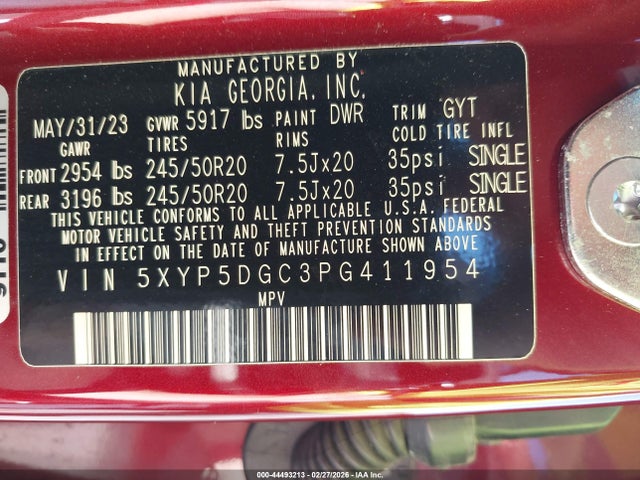 5XYP5DGC3PG411954 KIA Telluride Sx
