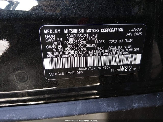 Продаж на аукціоні авто 2025 Mitsubishi Outlander Se 2.5 S-awc, vin: JA4J4VA8XSZ014507, номер лоту: 44493243
