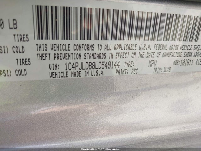 1C4PJLDB8LD549144 Jeep Cherokee Limited Fwd