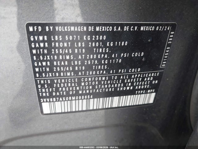 3VV8B7AX0RM098654 Volkswagen Tiguan 2.0t Se R-line Black