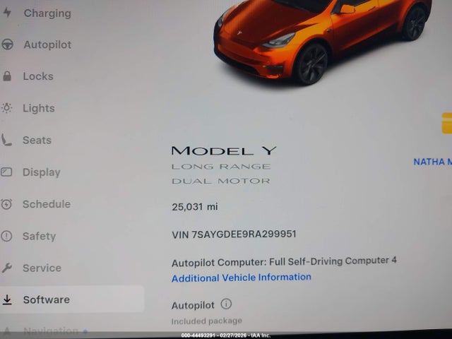 7SAYGDEE9RA299951 Tesla Model Y Long Range Dual Motor All-wheel Drive