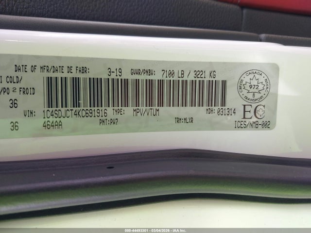 2019 DODGE DURANGO 1C4SDJCT4KC691916 Photo 8