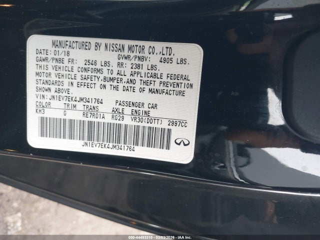 2018 Infiniti Q60 3.0t Luxe მანქანა იყიდება აუქციონზე, vin: JN1EV7EK4JM341764, აუქციონის ნომერი: 44493310