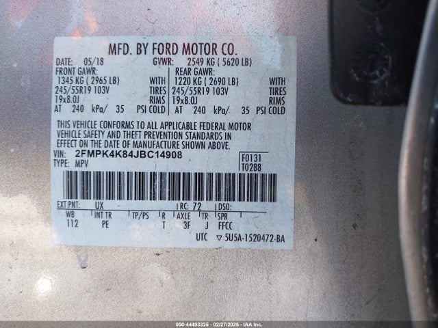2FMPK4K84JBC14908 Ford Edge Titanium