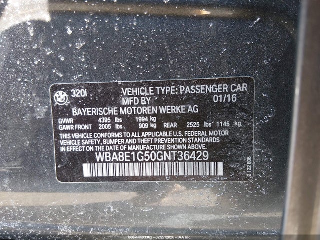 WBA8E1G50GNT36429 BMW 320i